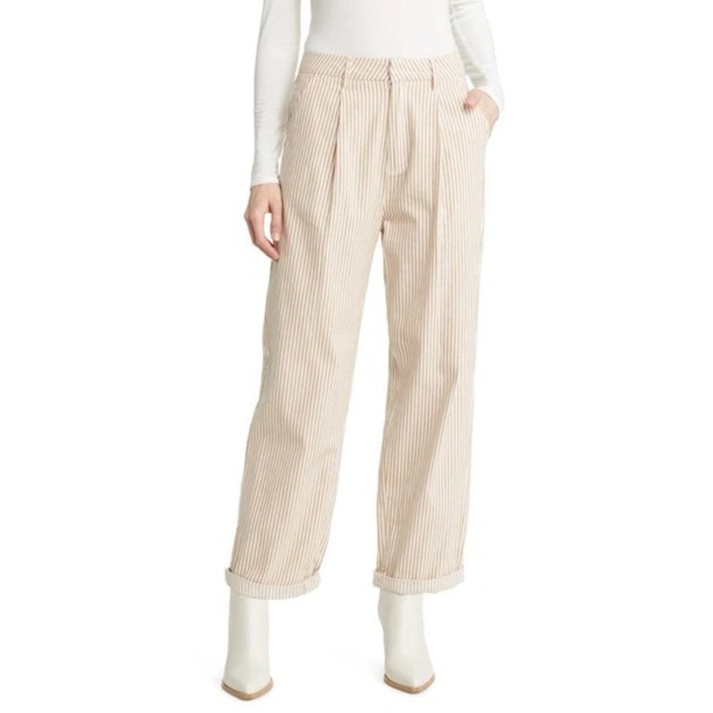 Brixton Victory Stripe Pleated High Waist Relaxed Fit Trouser Pants Mojave 29‎